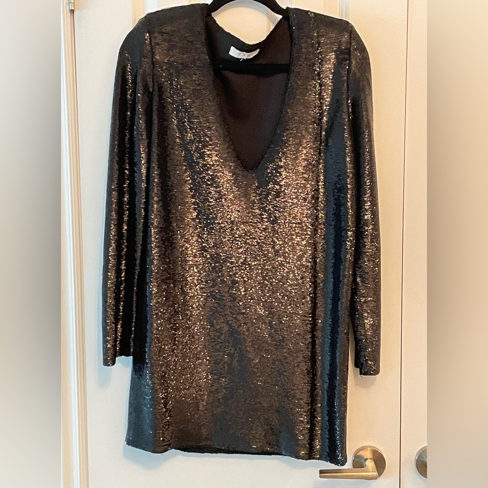 IRO Mini Black Sequin Dress Long Sleeve Size L